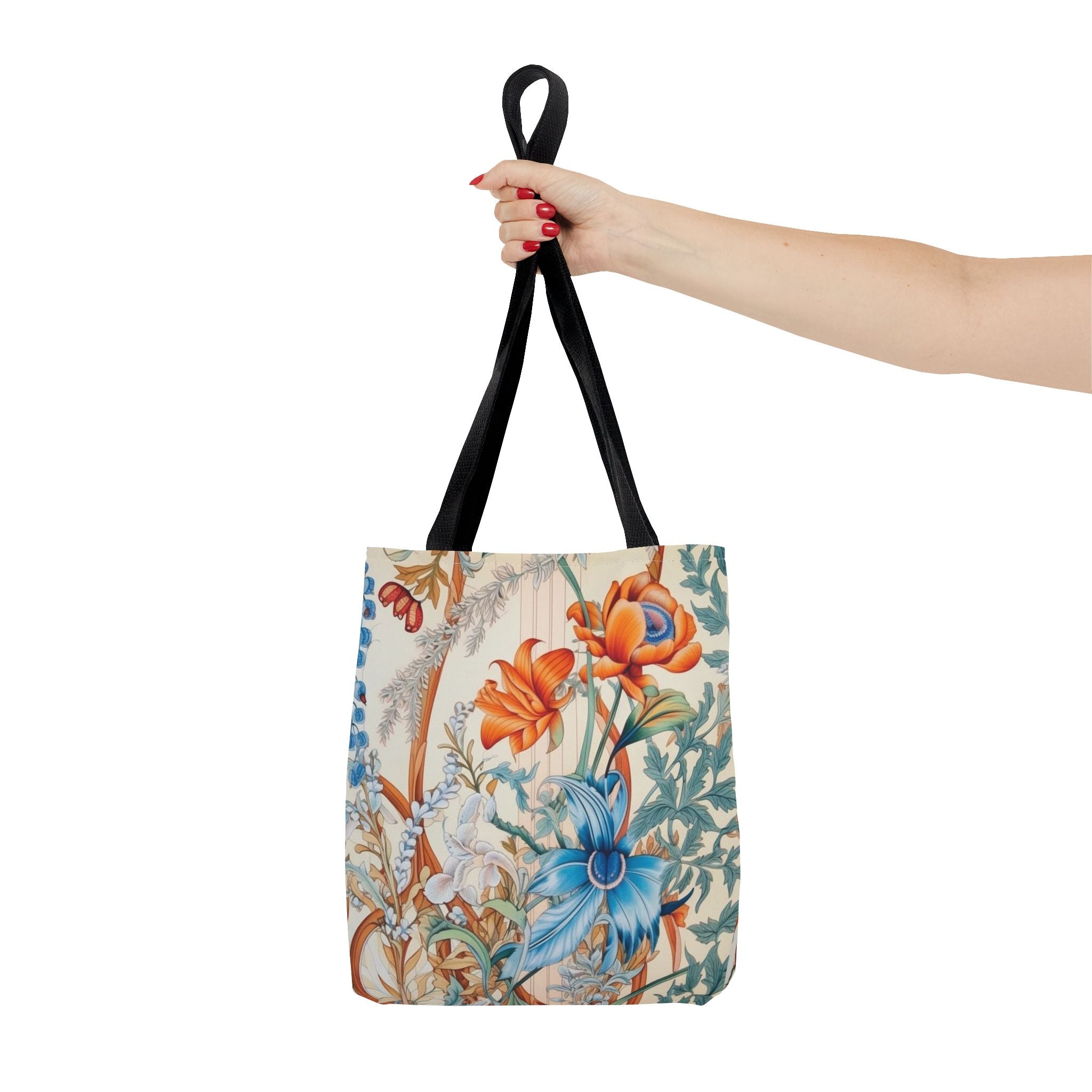 Floral Elegance Canvas Tote Bag, Eco-Friendly Reusable Market Bag