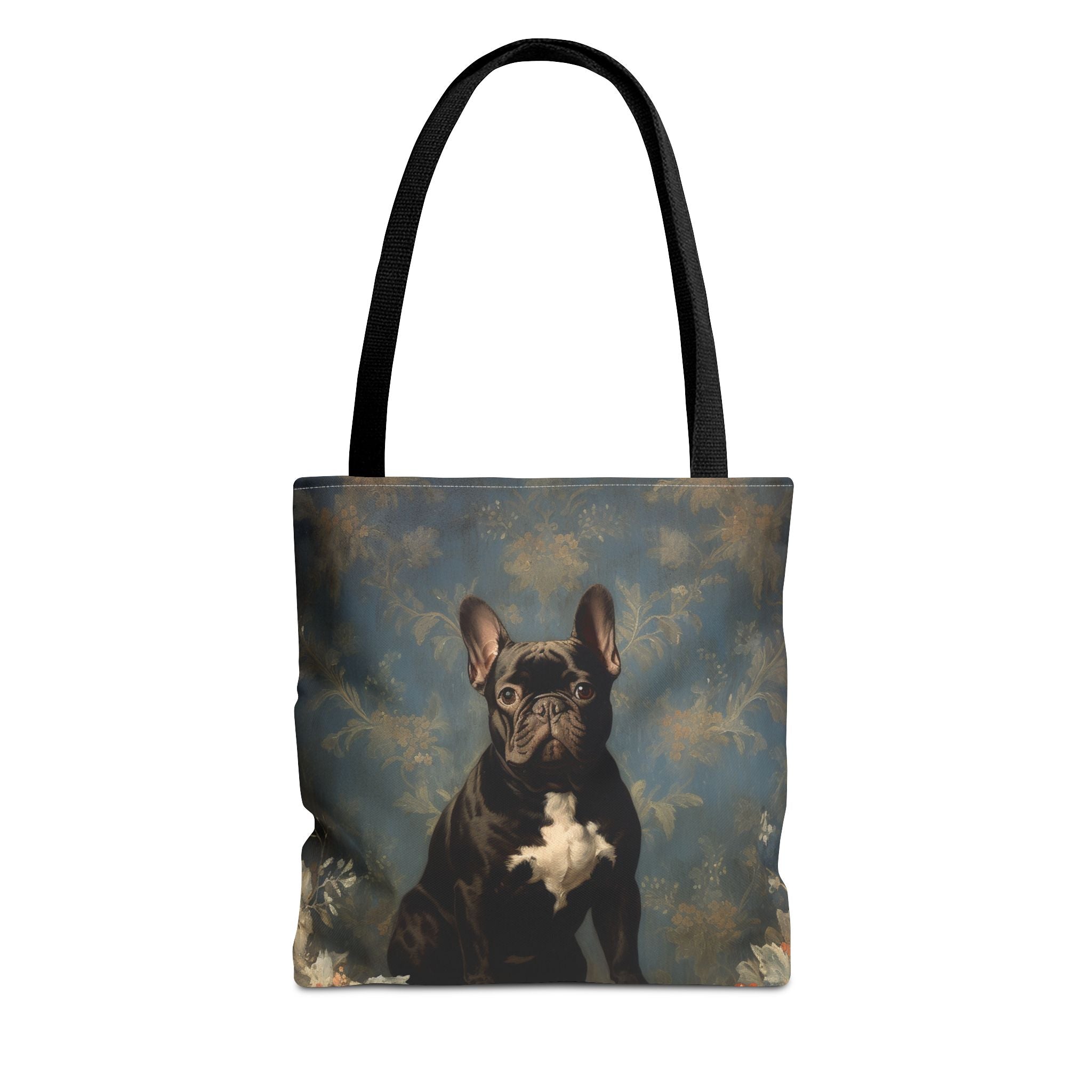 French Bulldog Regal Bloom Canvas Tote Bag, Elegant & Eco-Friendly