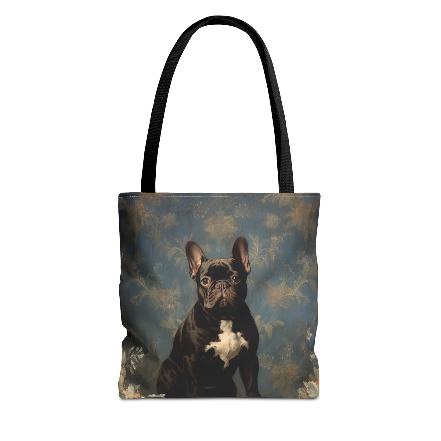 French Bulldog Regal Bloom Canvas Tote Bag, Elegant & Eco-Friendly