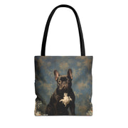 French Bulldog Regal Bloom Canvas Tote Bag, Elegant & Eco-Friendly