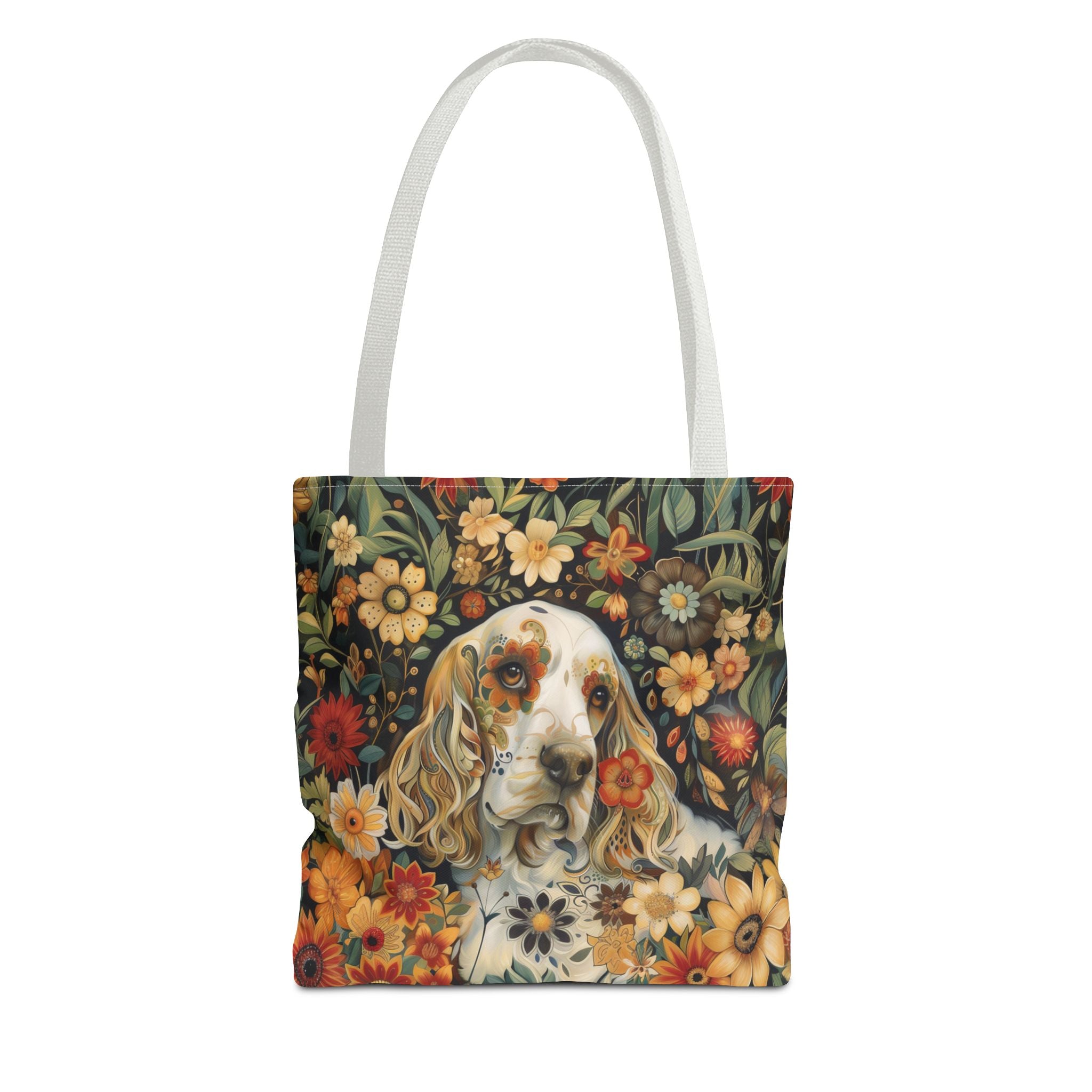 Floral Cocker Spaniel Canvas Tote Bag, Perfect for Dog Lovers