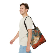 Tranquil Autumn Cat Tote Bag, Artistic Eco-Friendly Canvas for Cat Lovers