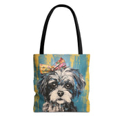 Shih Tzu Lover's Canvas Tote Bag – Colorful Artistic Design for Pet Parents