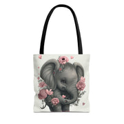 Floral Baby Elephant Tote Bag – Eco-Friendly, Versatile Canvas Bag