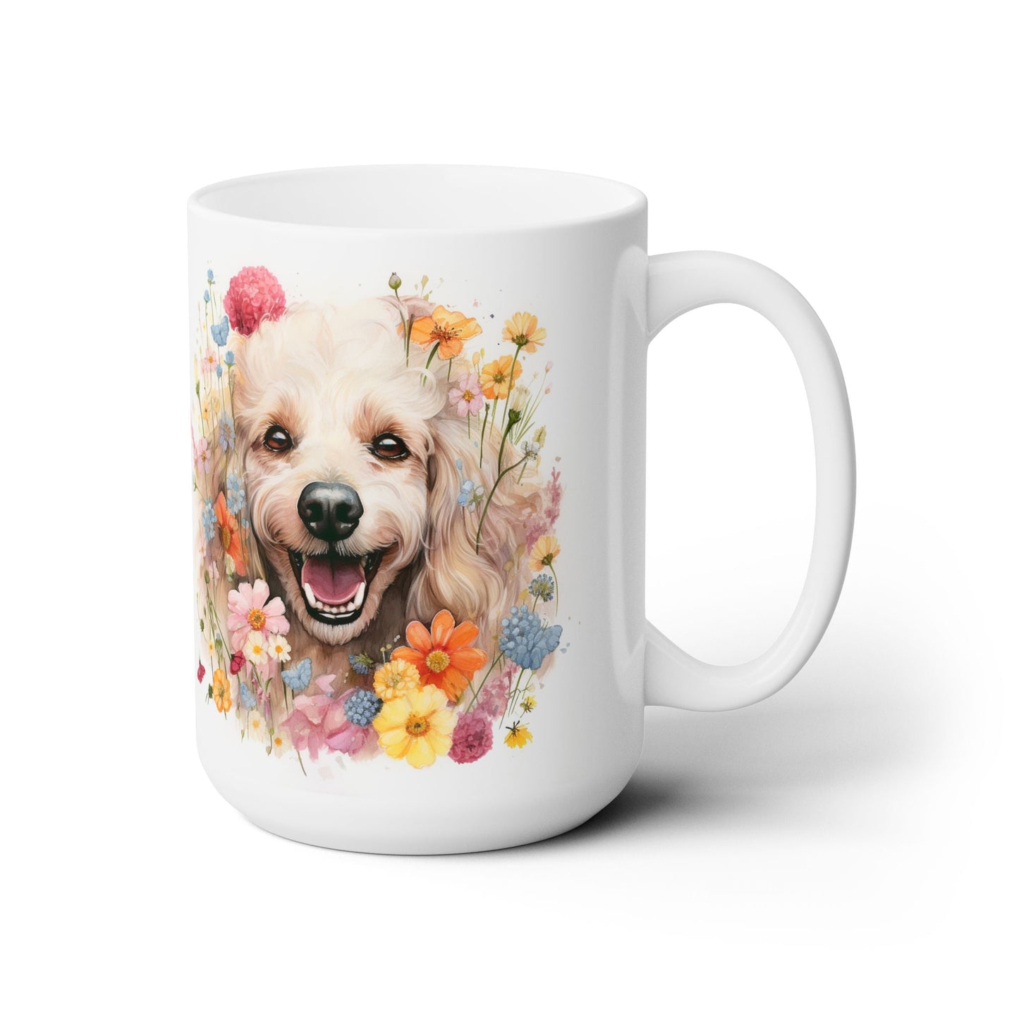 Poodle Bloom Mug - Adorable Poodle Art with Colorful Flowers