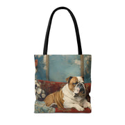 Refined Bulldog Art Canvas Tote Bag - Stylish and Eco-Friendly Gift