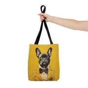 French Bulldog Stylish Yellow Canvas Tote Bag, Dog Lover Gift