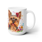 Yorkie Love Mug – Yorkshire Terrier Coffee Cup with Floral Art