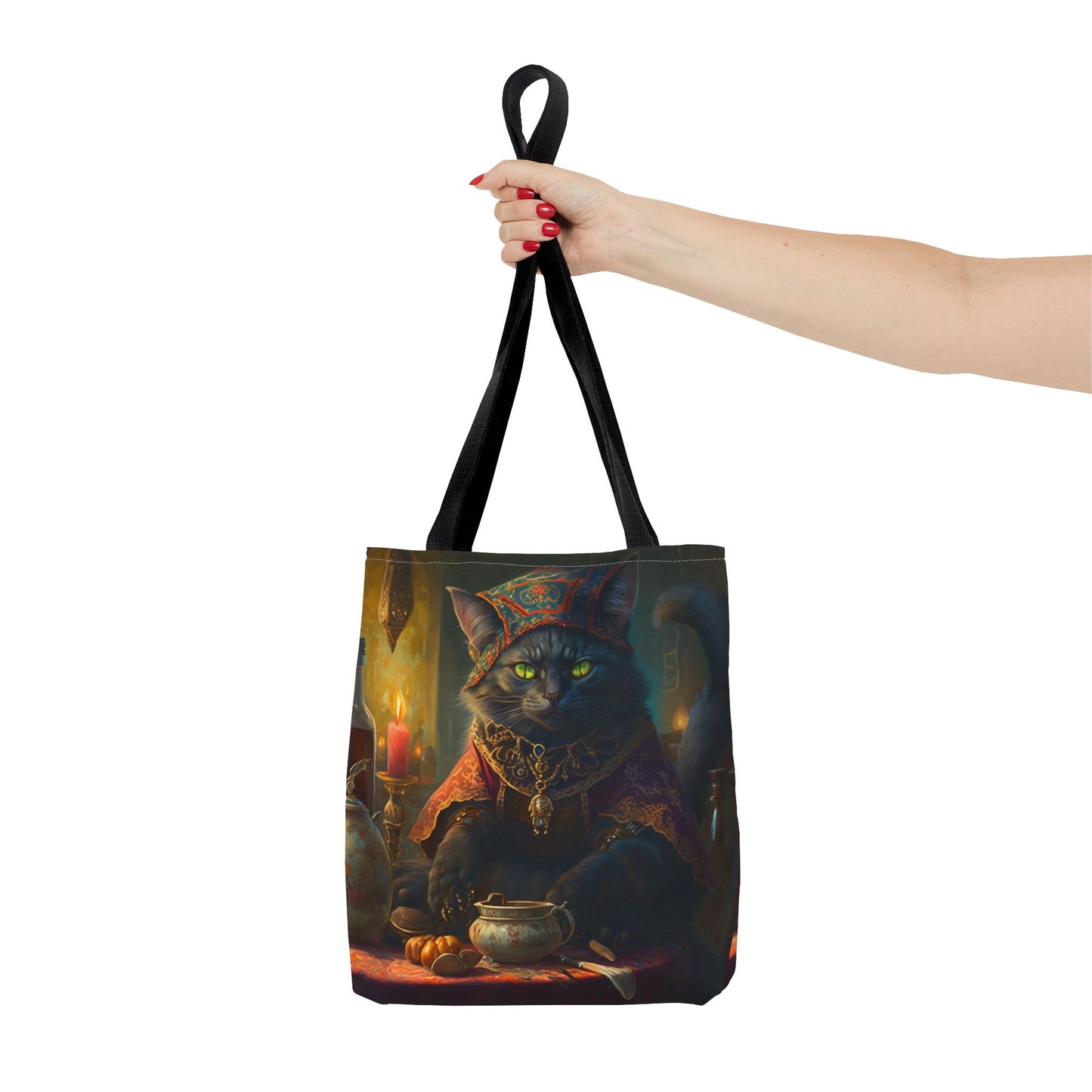 Mystic Black Cat Enchanted Tote Bag, Artistic Eco-Friendly Gift for Cat Lovers