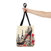 Parisian Glam High Heel Canvas Tote Bag, Stylish and Eco-Friendly Shopper