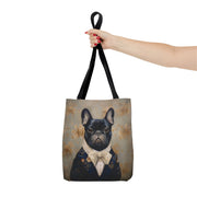 French Bulldog Aristocrat Tote Bag, Vintage Floral Eco Canvas for Dog Lovers