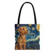 Starry Night Irish Terrier Canvas Tote Bag, Artistic Eco-Friendly Gift