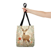 Deer Meadow Floral Tote Bag, Eco-Friendly Shopping and Book Bag