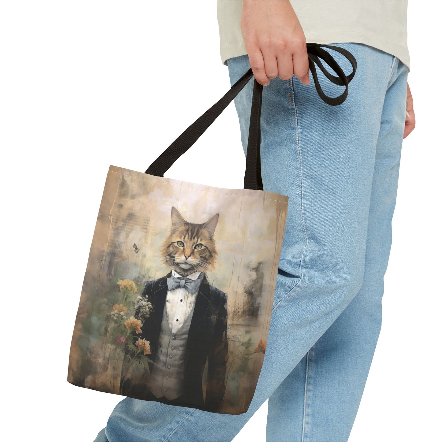 Maine Coon Cat Tote Bag, Elegant Vintage-Style Canvas Market Bag