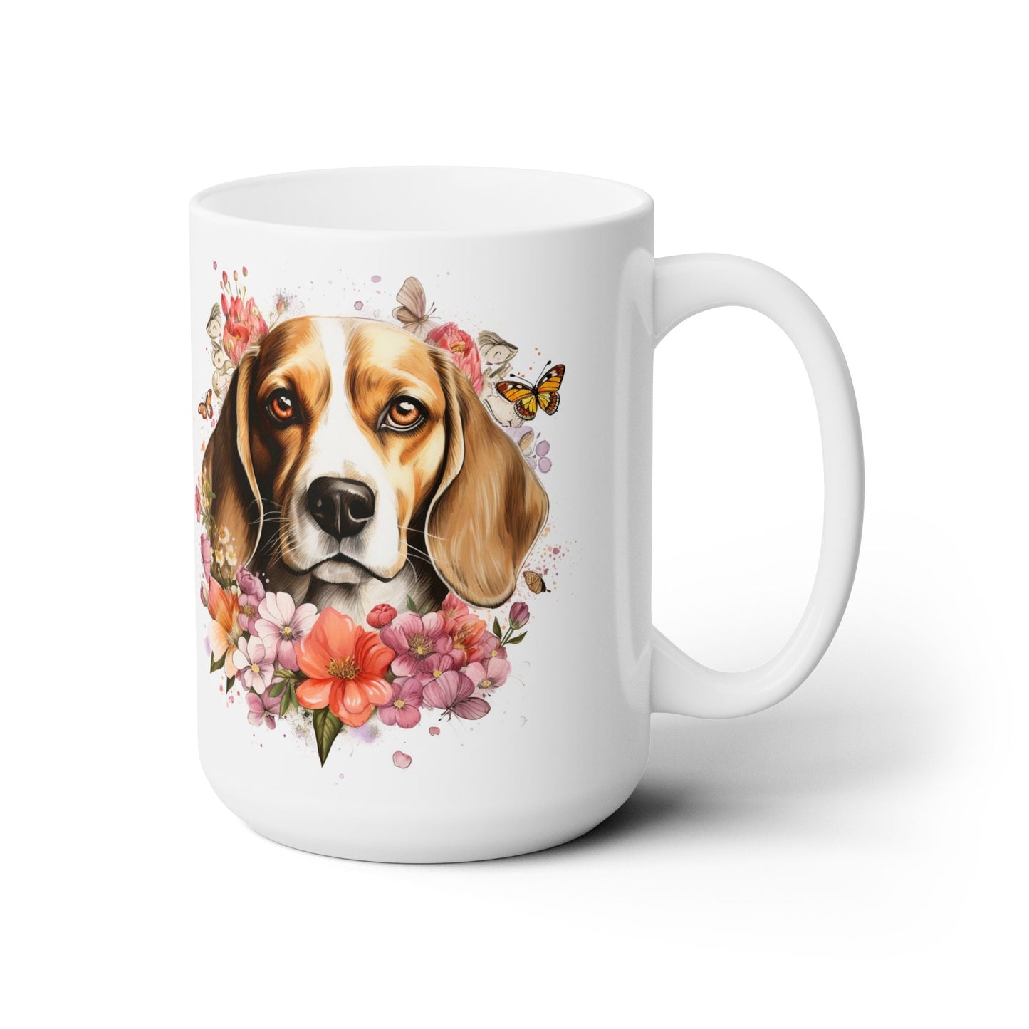 Beagle Lover’s Floral Coffee Mug – Perfect Dog Mom Gift