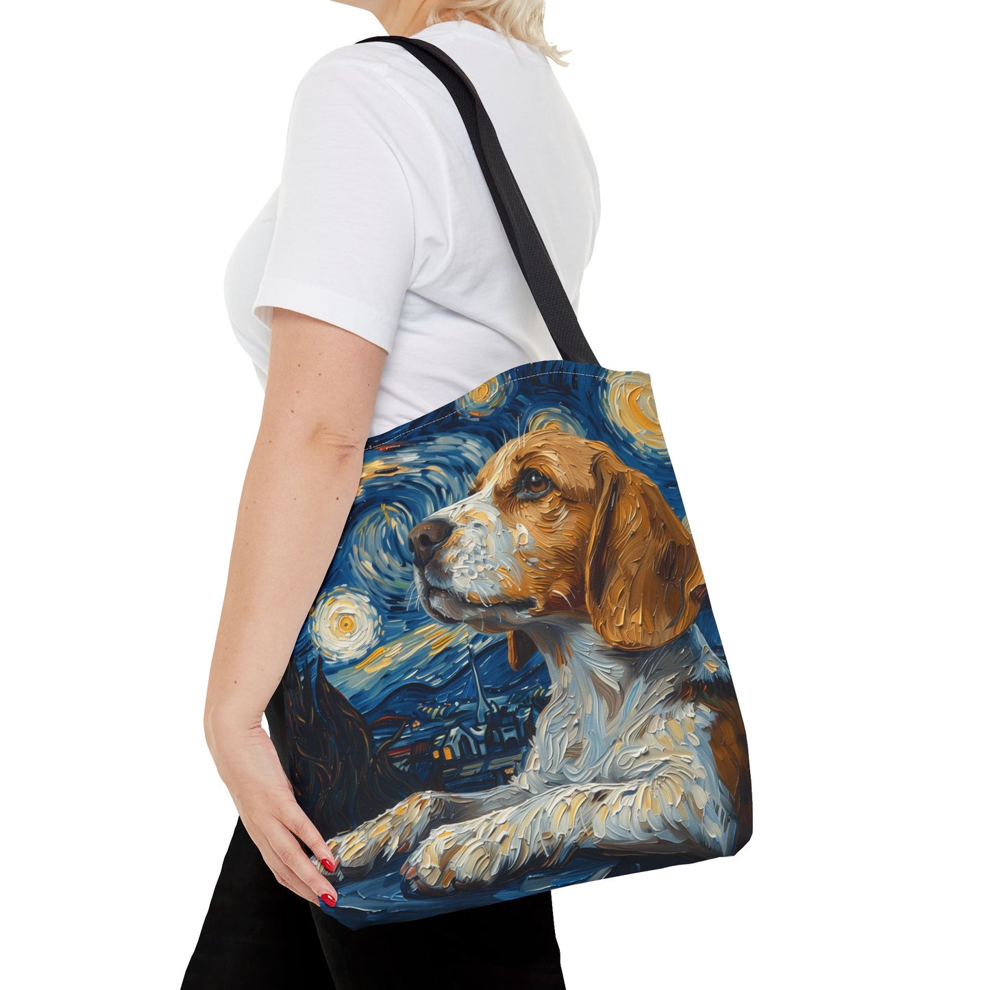 Starry Beagle Canvas Tote Bag - Artistic Eco-Friendly Shopping Companion