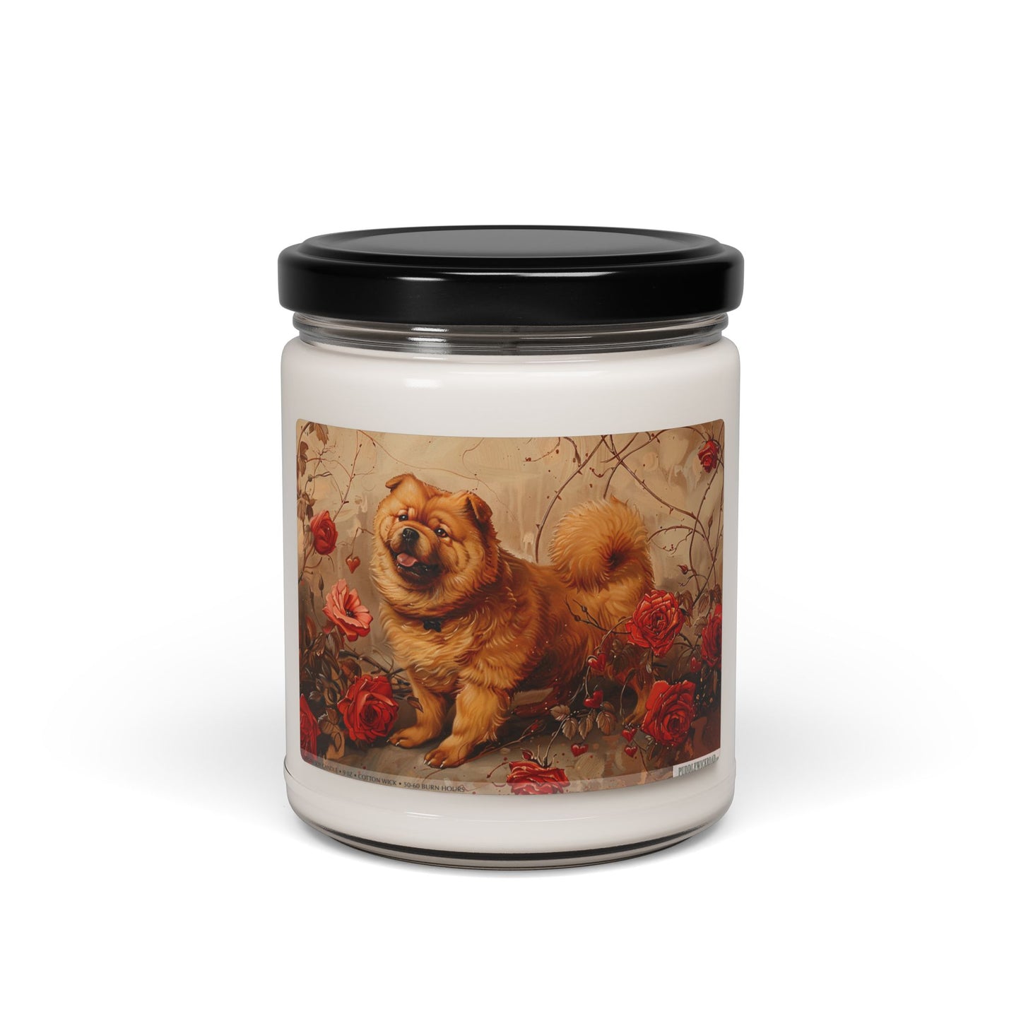 Chow Chow Candle – Artistic Pet Lover Gift with Floral Design