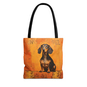 Dachshund Delight Tote Bag, Orange Canvas for Pet Lovers