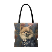 Elegant Pomeranian Tote Bag - Stylish Floral Art Canvas for Dog Lovers