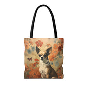 Floral Chihuahua Canvas Tote Bag - Dog Lover’s Carryall Gift