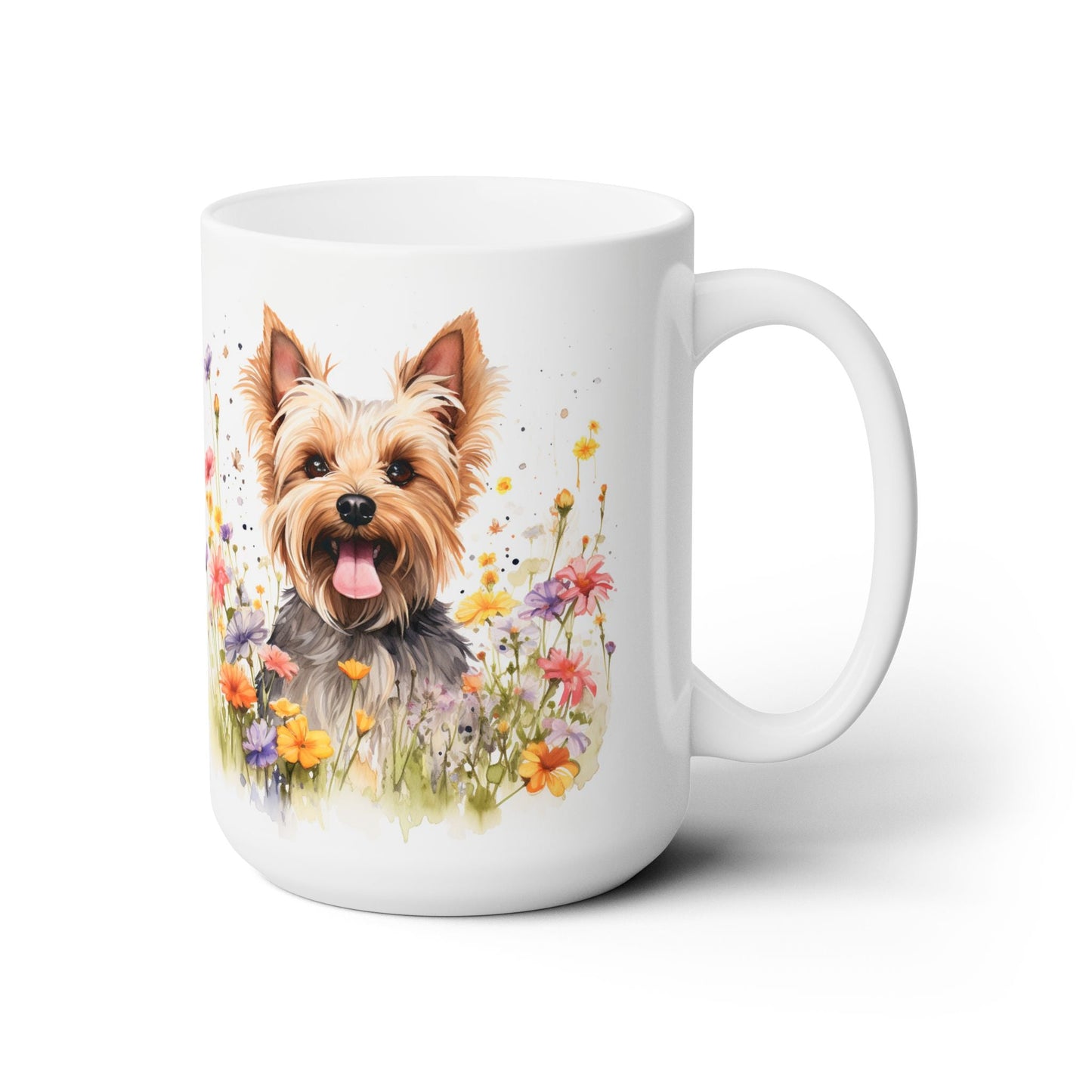 Yorkie Bliss Mug - Yorkshire Terrier Floral Coffee Cup Gift