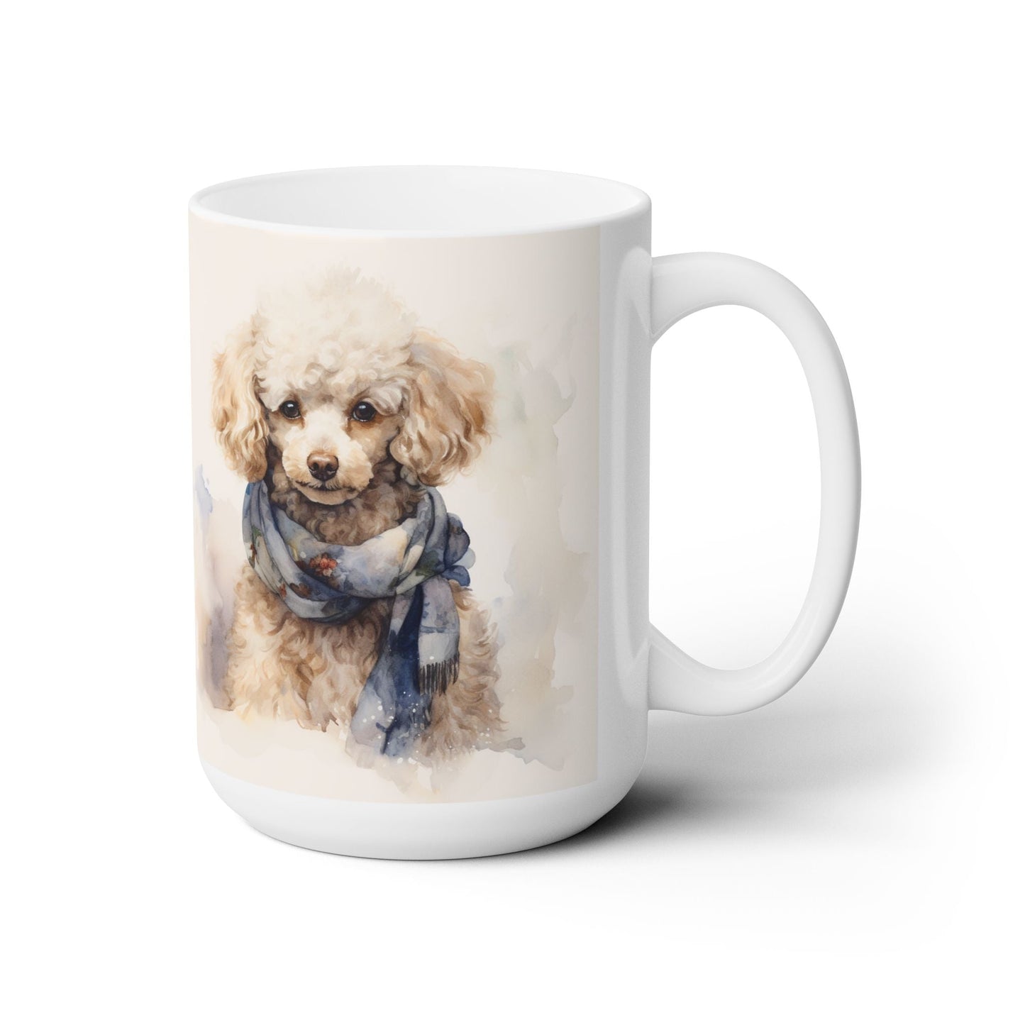 Poodle Lover Mug - Adorable Dog Portrait with Scarf Design