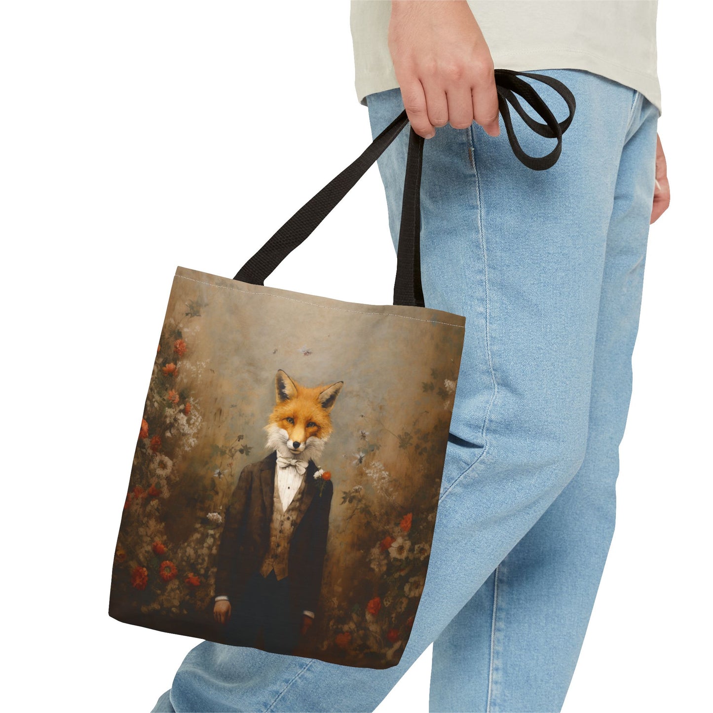 Elegant Fox Tote Bag - Vintage Art-Inspired Eco-Friendly Canvas Bag