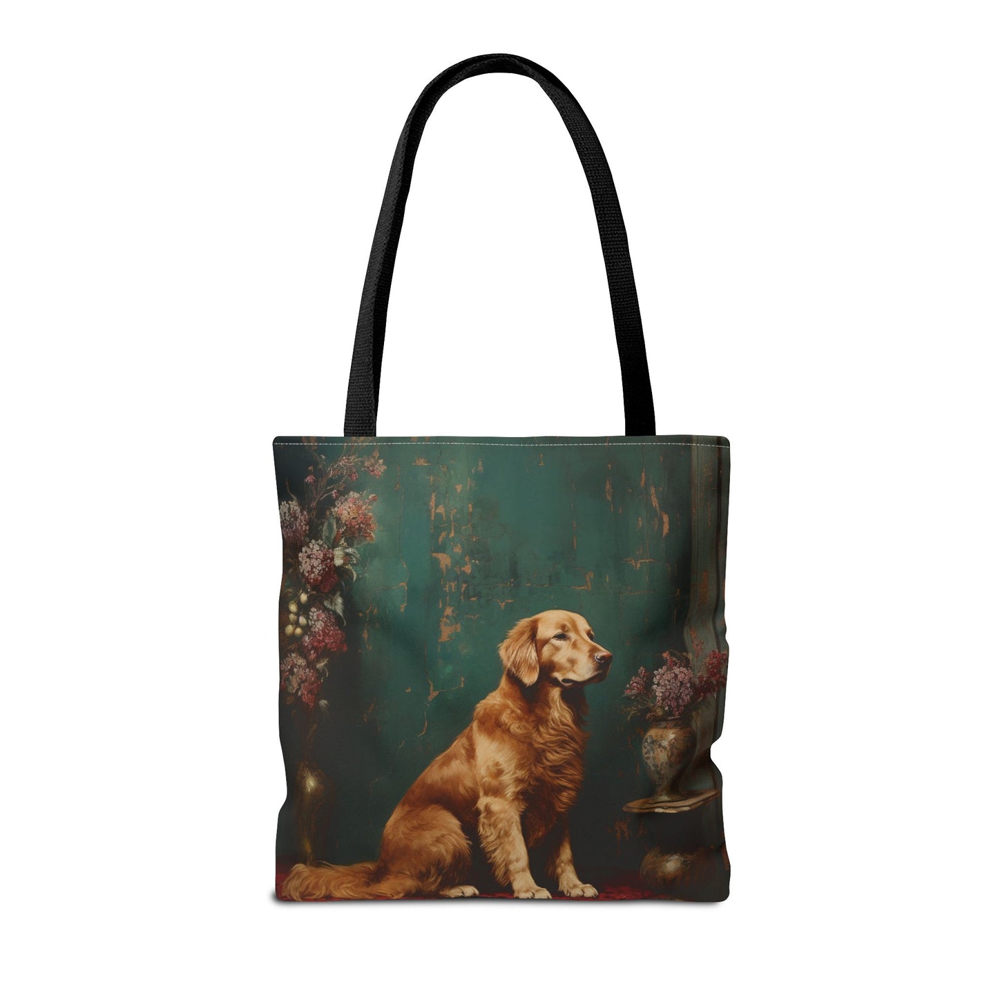 Golden Retriever Floral Art Tote Bag, Eco-Friendly Dog Lover Gift