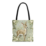 Fawn Meadow Floral Tote Bag, Eco-Friendly Nature Lover Gift