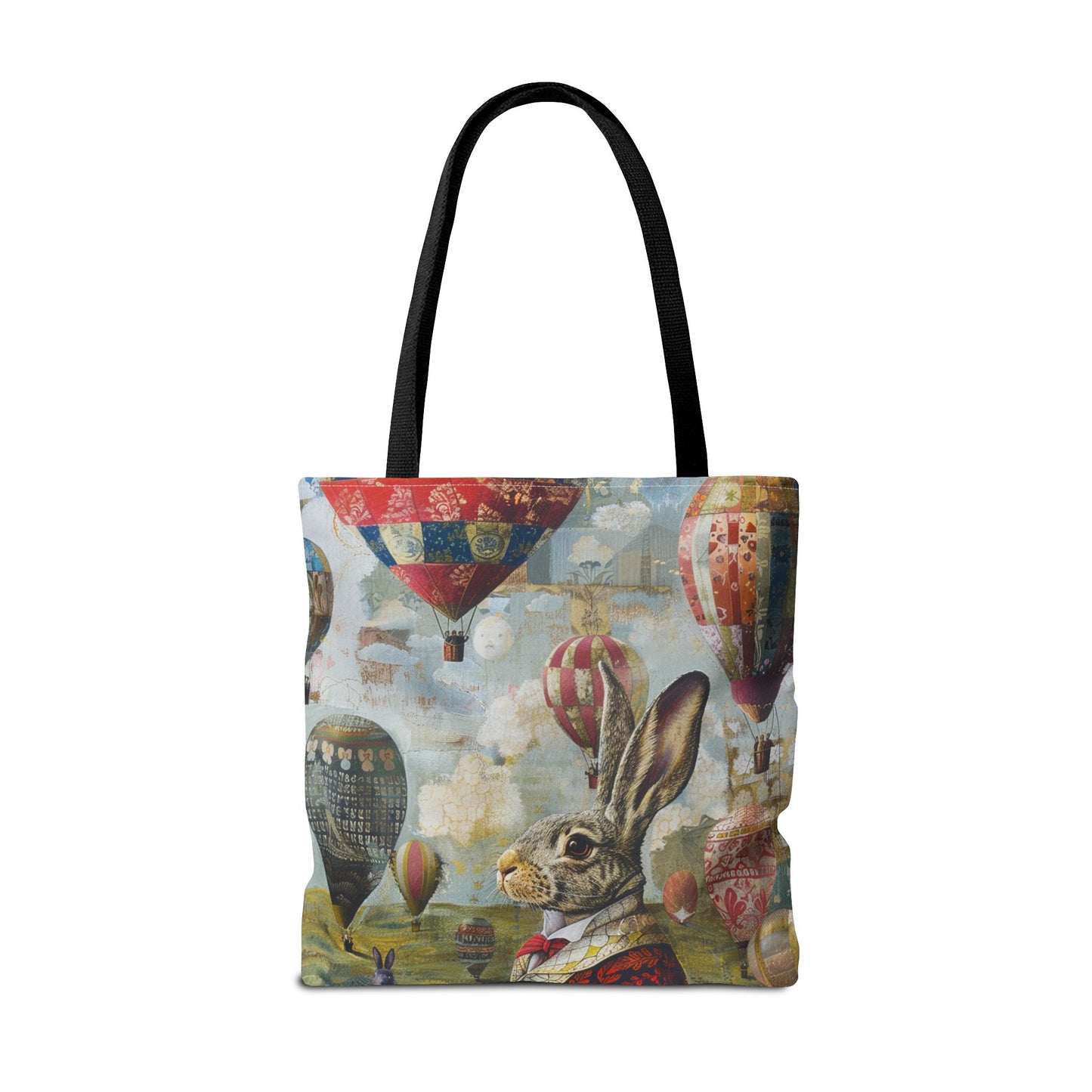 Whimsical Bunny and Hot Air Balloons Tote Bag, Artistic Eco-Friendly Design