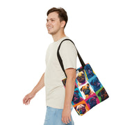 Pop Art Pug Canvas Tote Bag, Colorful Gift for Dog Lovers