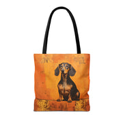 Dachshund Delight Tote Bag, Orange Canvas for Pet Lovers