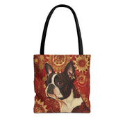 Charming Boston Terrier Tote Bag with Vibrant Floral Design