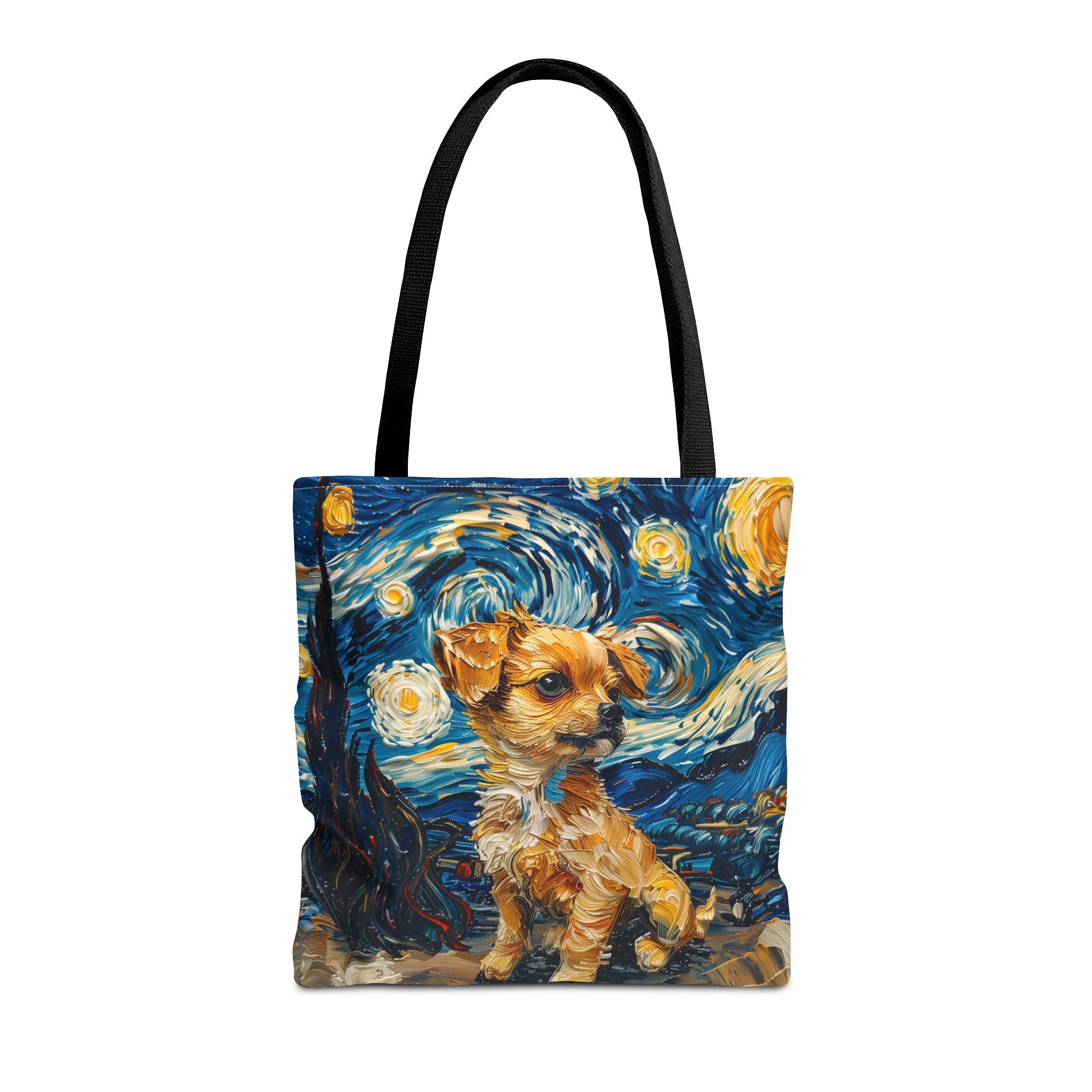 Starry Chihuahua Canvas Tote Bag - Van Gogh Inspired Design for Dog Lovers