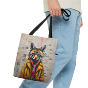 Urban Fox Canvas Tote Bag, Stylish Art Design for Eco-Friendly Shopping