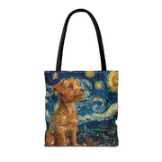 Starry Night Irish Terrier Canvas Tote Bag, Artistic Eco-Friendly Gift