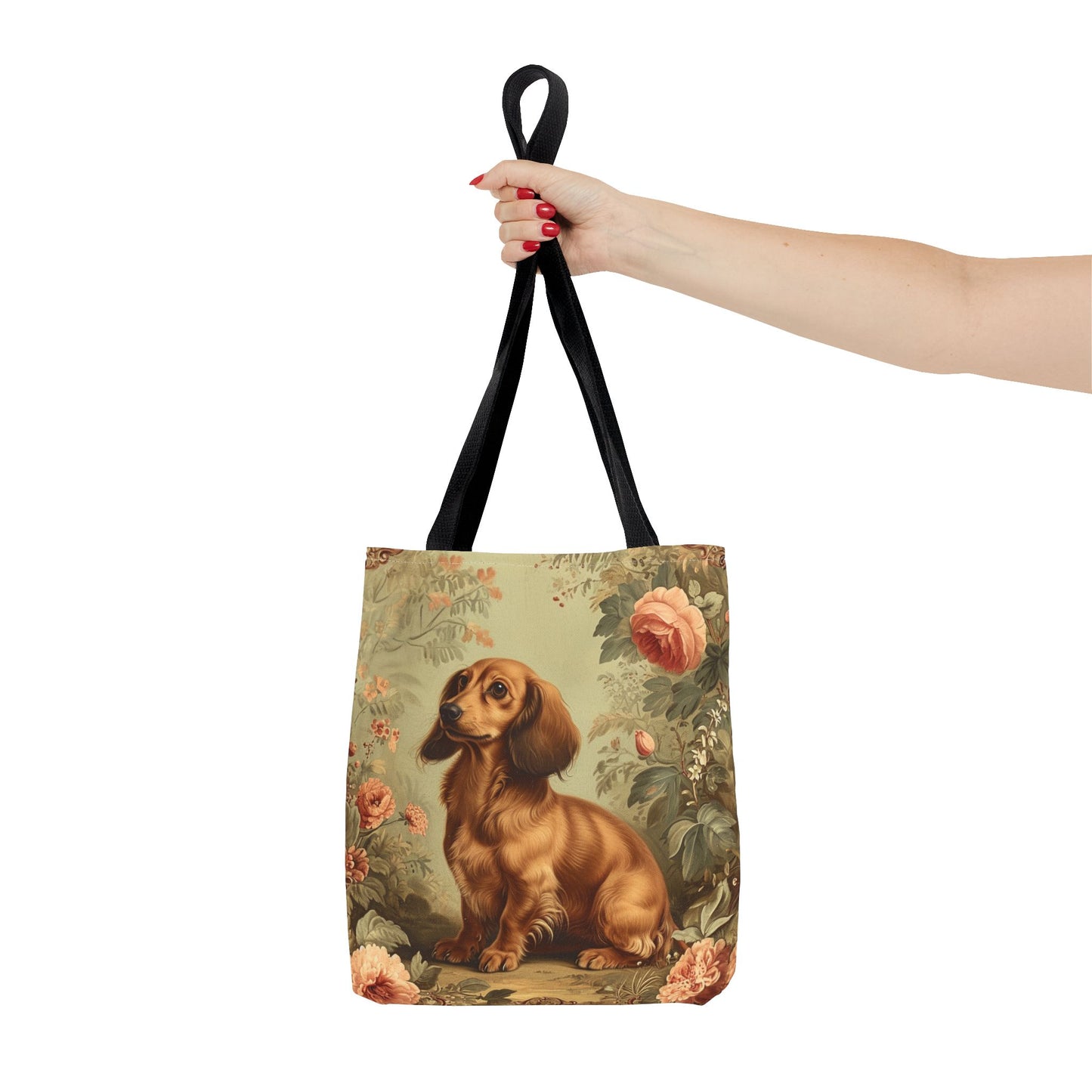 Dachshund Garden Charm Tote Bag - Floral Eco-Friendly Shopper