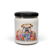 Charming Bulldog Candle – Vintage Floral Design, Dog Lover Gift