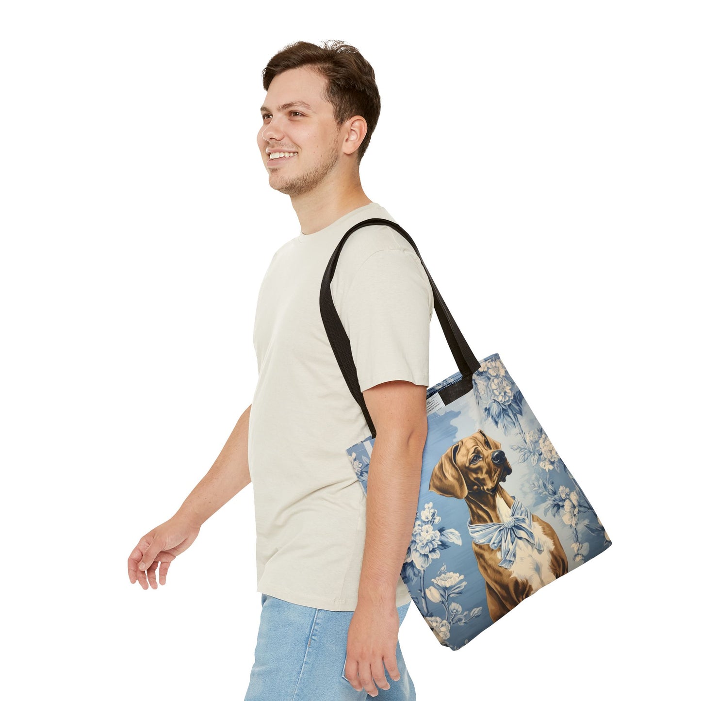 Rhodesian Ridgeback Floral Canvas Tote Bag, Elegant Dog Lover Gift