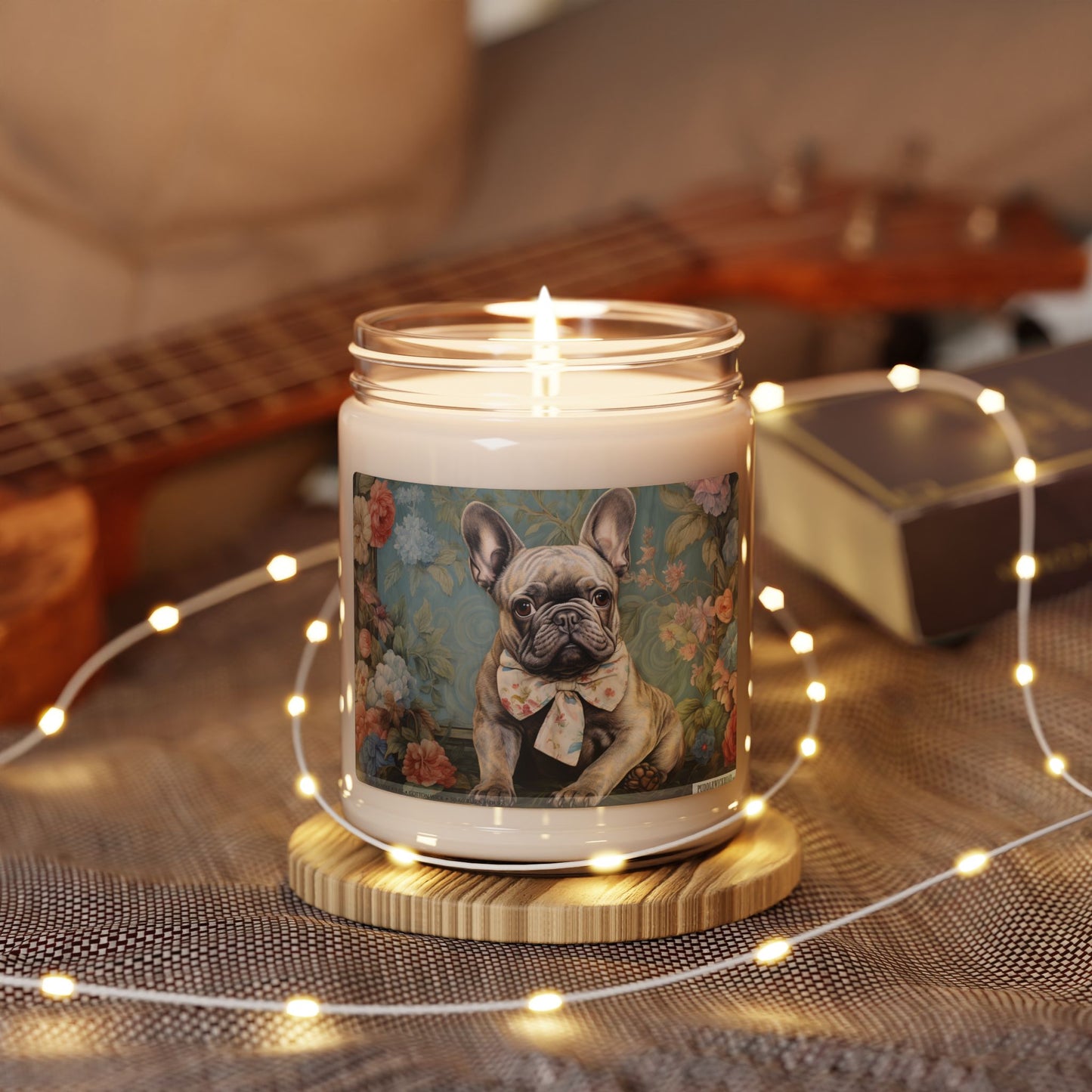 Frenchie Vintage Floral Candle - Dog Lover Gift