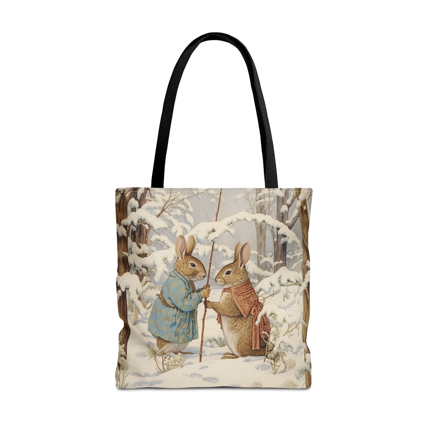 Winter Wonderland Rabbit Tote Bag, Eco-Friendly Canvas Gift