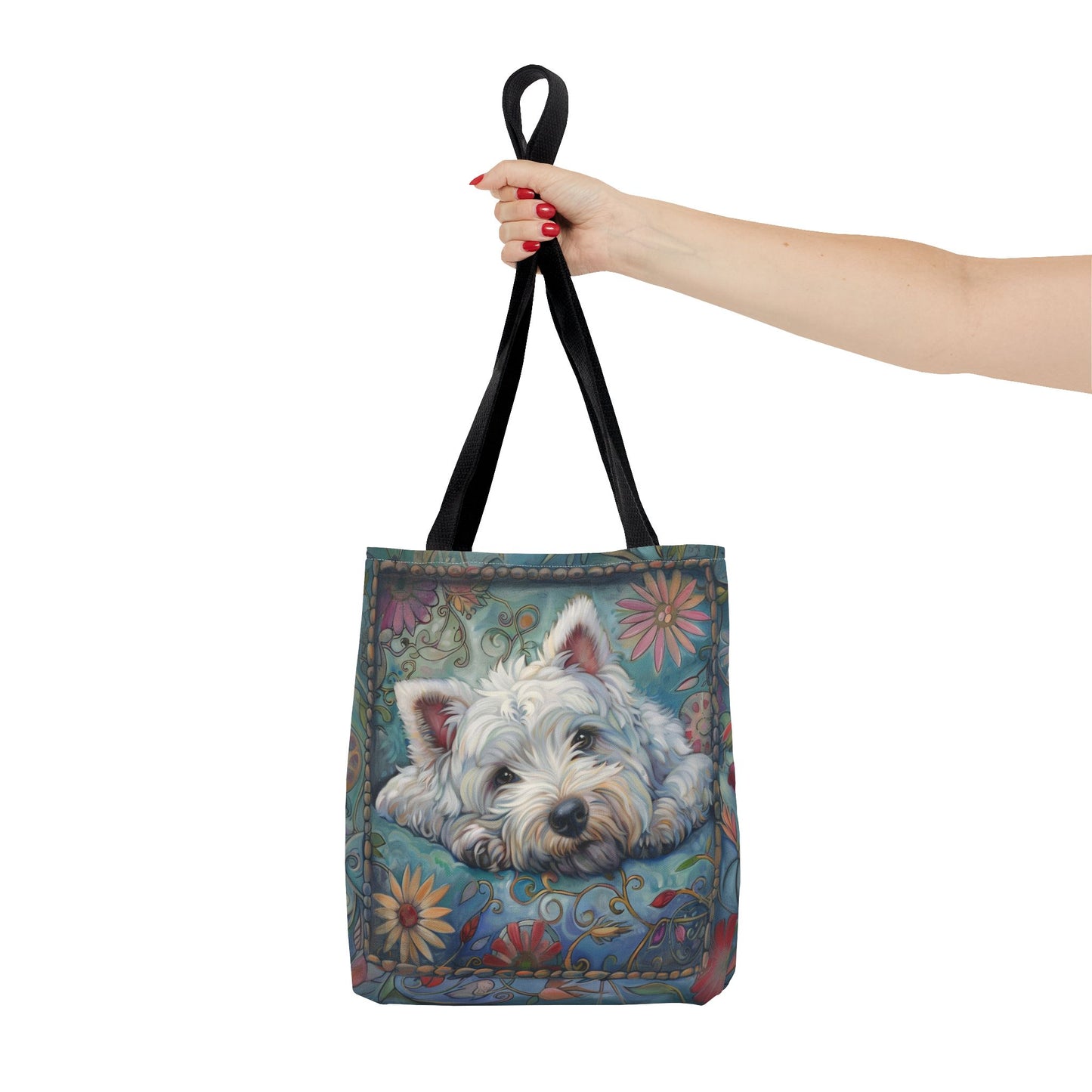 Whimsical Westie Floral Tote Bag – Perfect for Dog Lovers