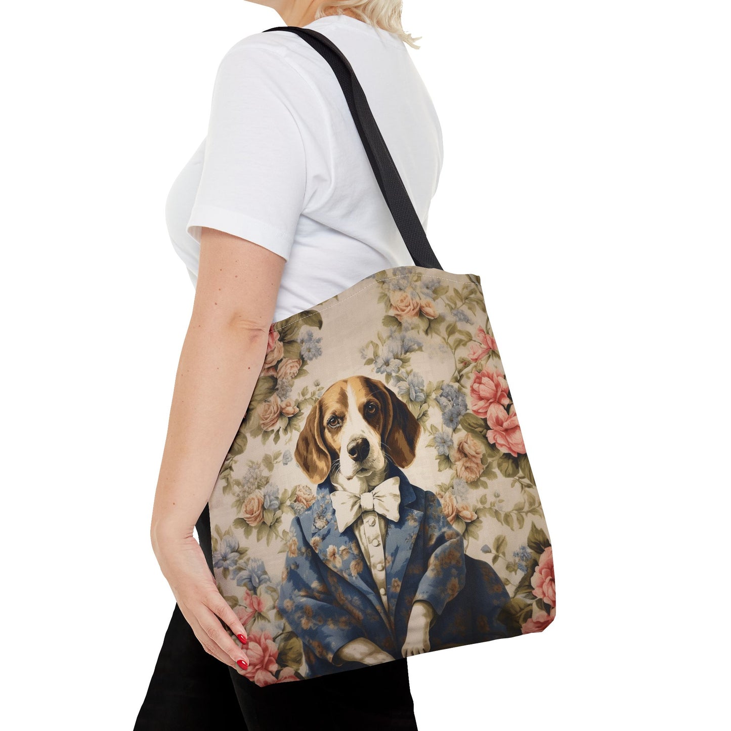 Beagle Blossom Tote Bag, Vintage Floral Dog Lover Gift, Eco-Friendly Bag