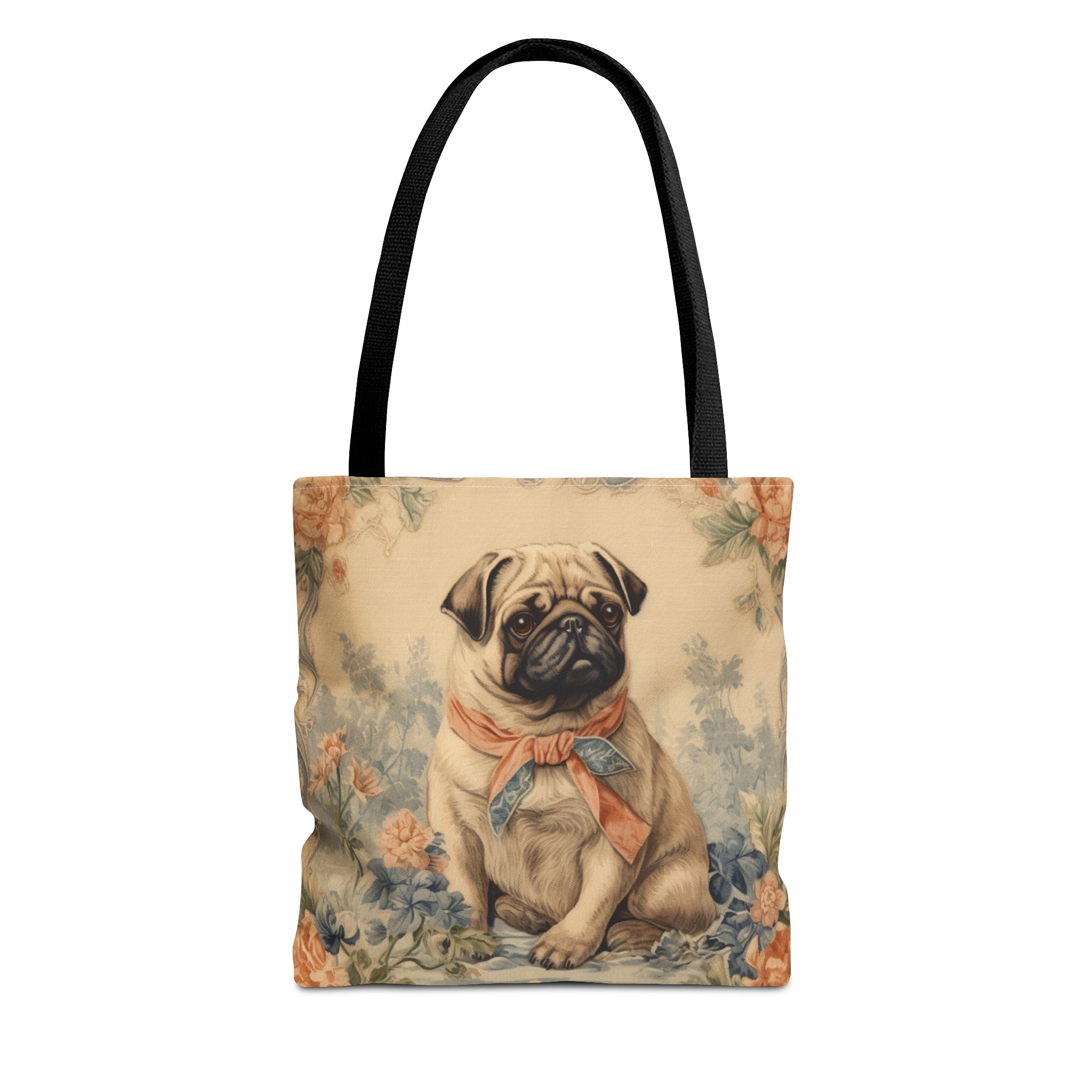 Pug Charm Floral Tote Bag – Eco-Friendly Canvas for Dog Lovers