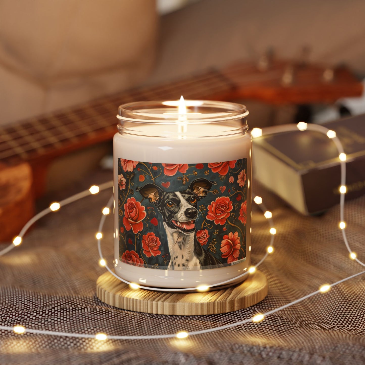 Italian Greyhound Vintage Floral Soy Candle Gift