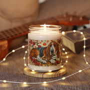 Basset Hound Love Candle - Vintage Rose Art Soy Gift