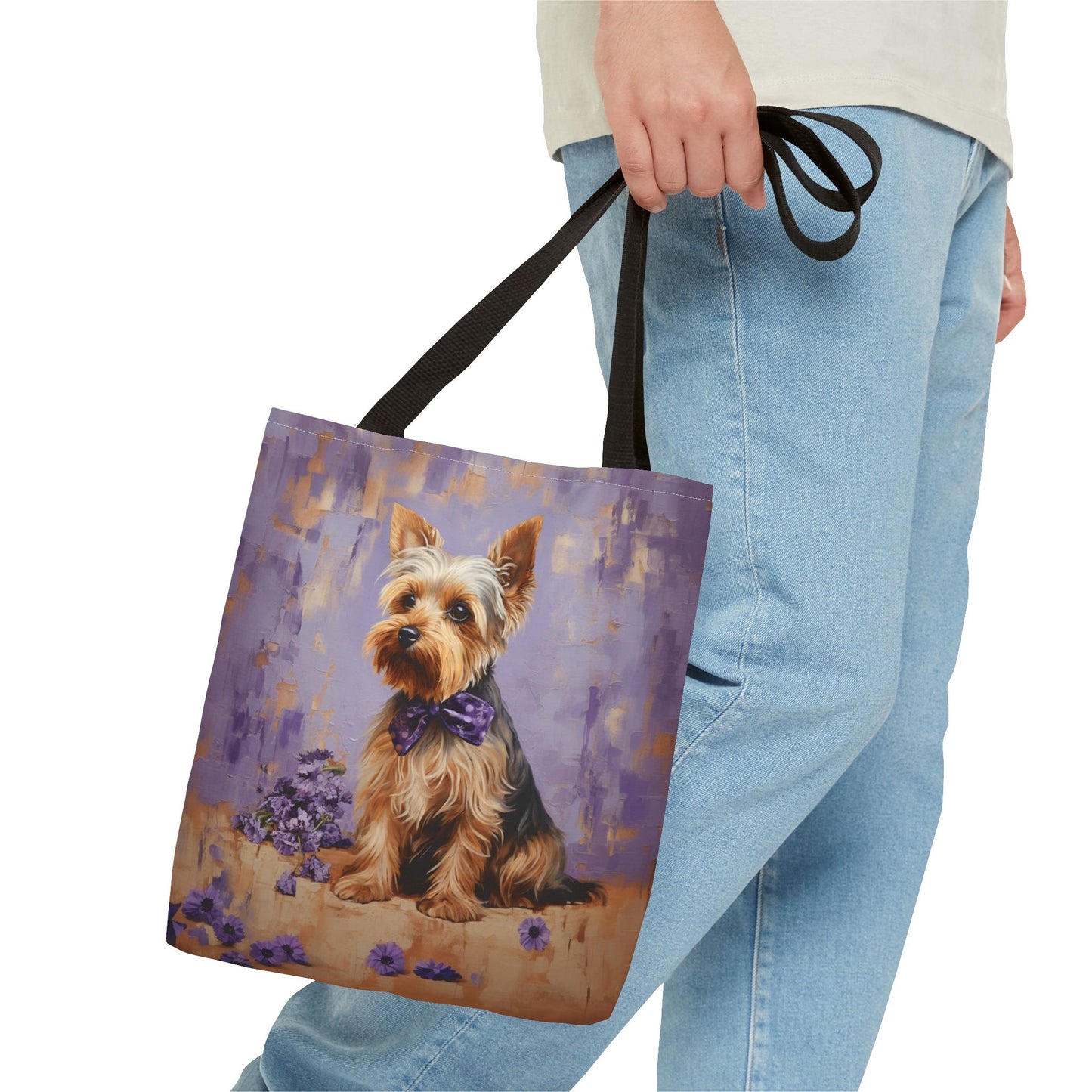 Yorkie Lavender Bliss Tote Bag, Artistic Eco-Friendly Gift for Dog Moms