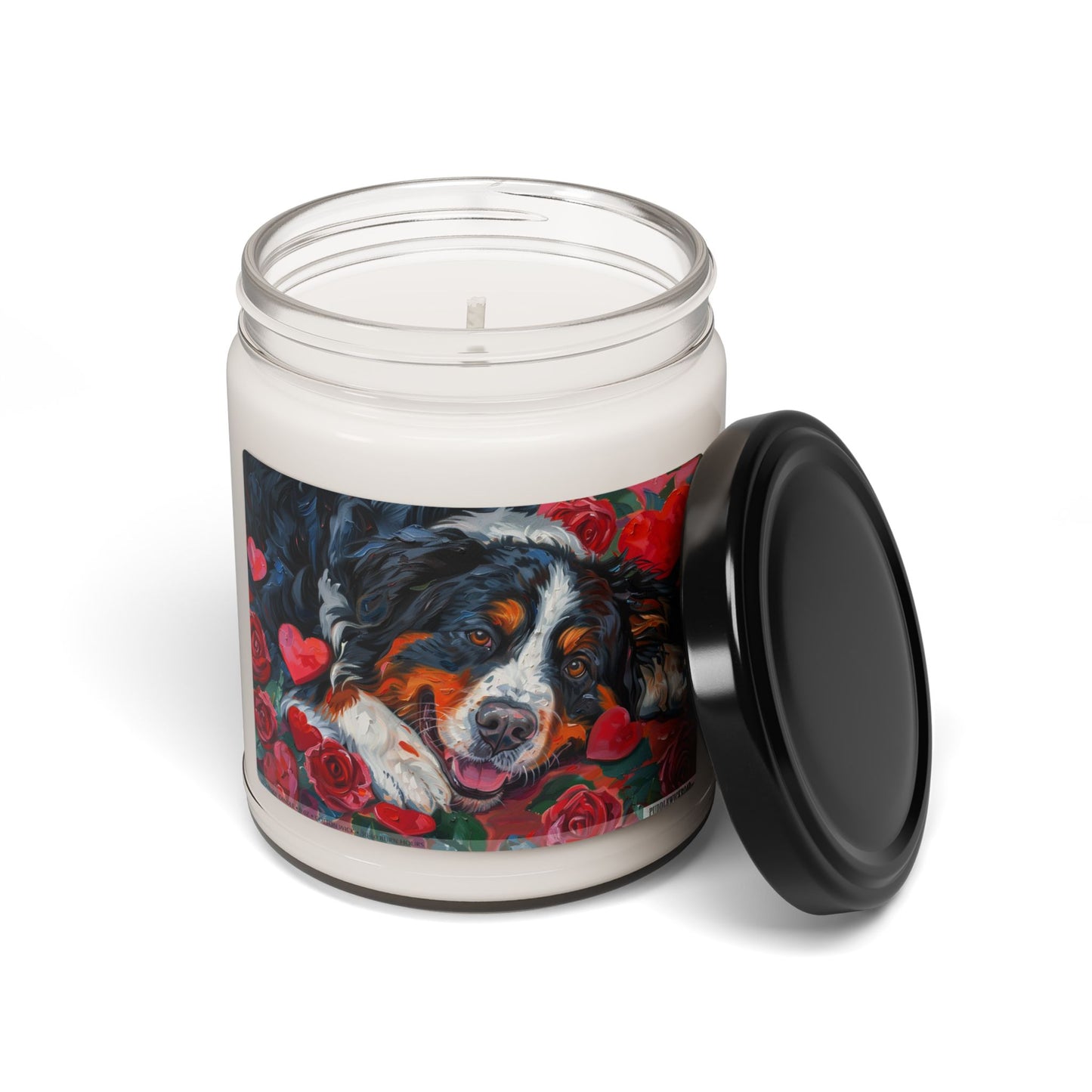 Bernese Mountain Dog Love Candle – Roses & Hearts Design Gift