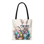 Sophisticated Easter Bunny Tote Bag with Colorful Egg Basket