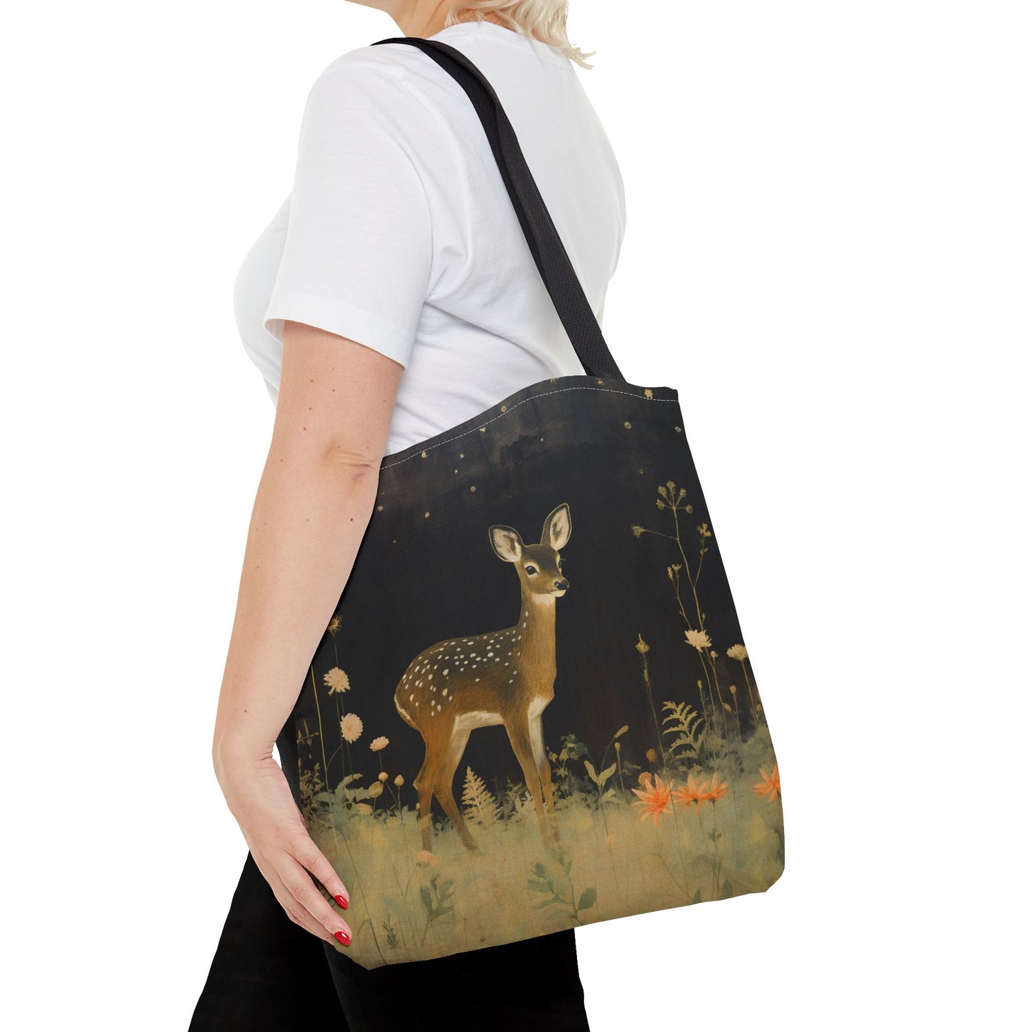 Whimsical Forest Deer Tote Bag, Nature Lover’s Canvas Market Bag